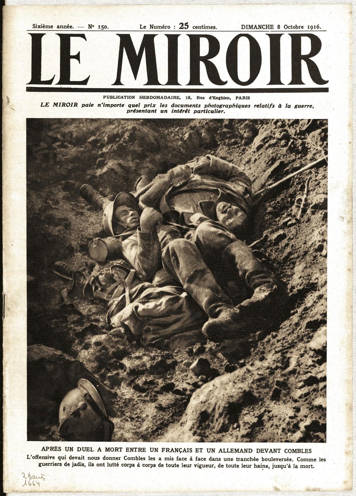 Une du journal Le Miroir