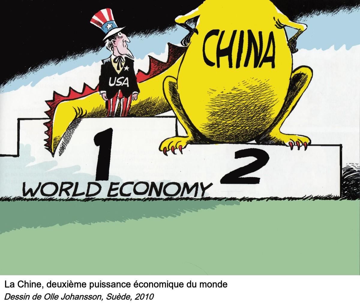 >La Chine, deuxième puissance économique du monde, dessin de Olle Johansson, 2010.