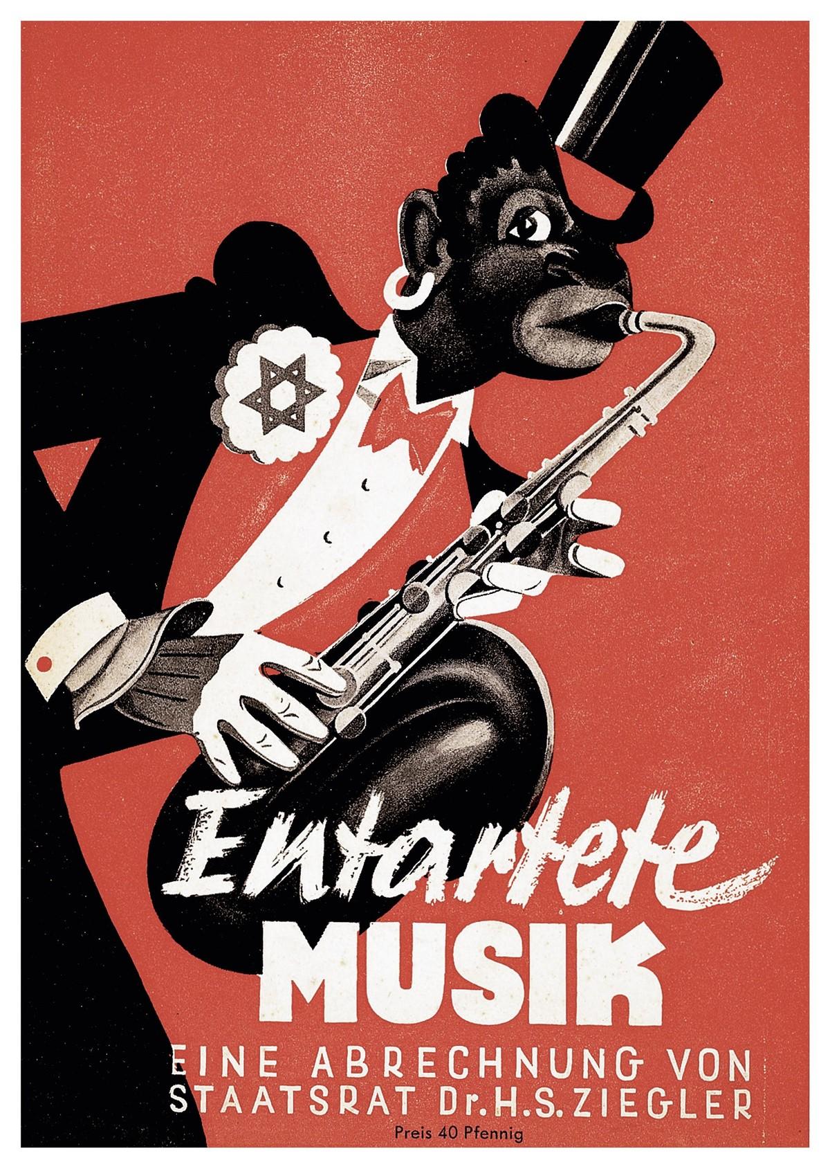 Plaquette de l'exposition de la Musique dite « dégénérée » à Düsseldorf, 1938.
