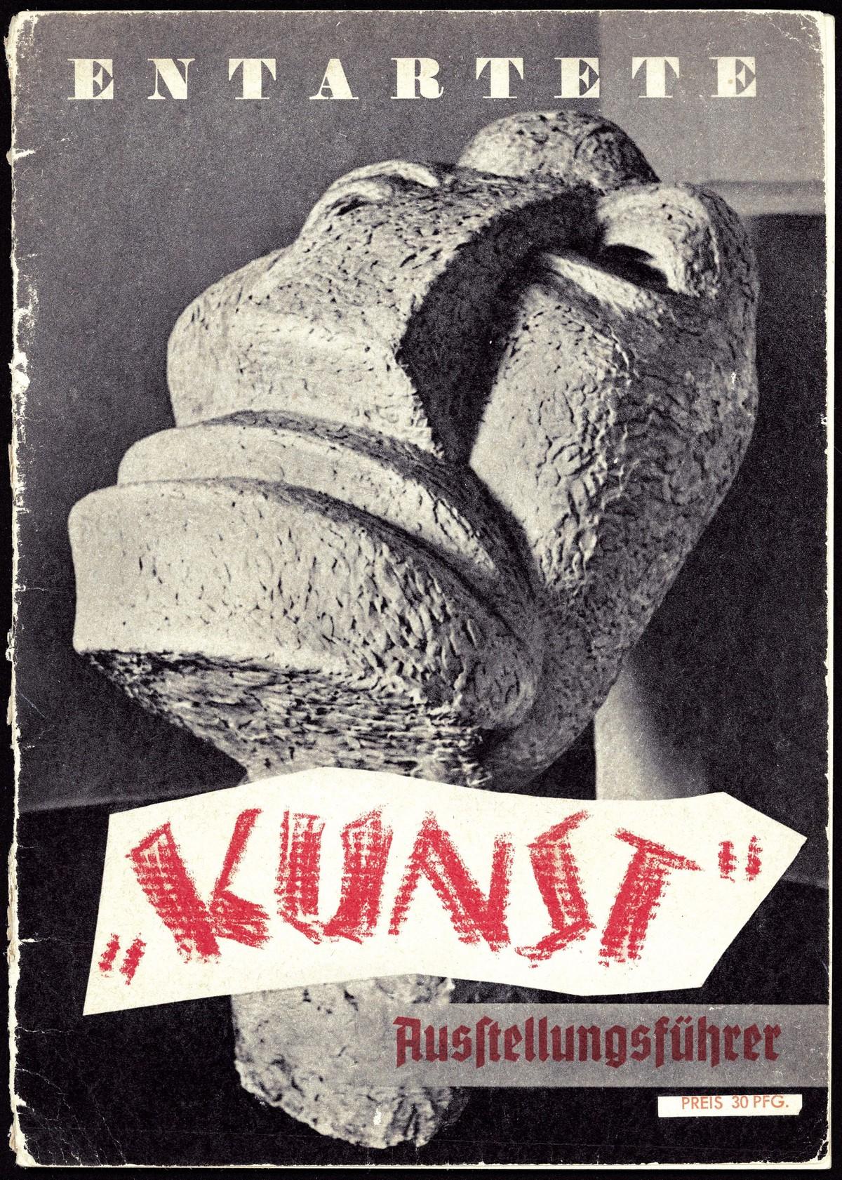 Affiche de l'exposition de l'art dit « dégénéré » organisée par le régime nazi à Munich, 1937.