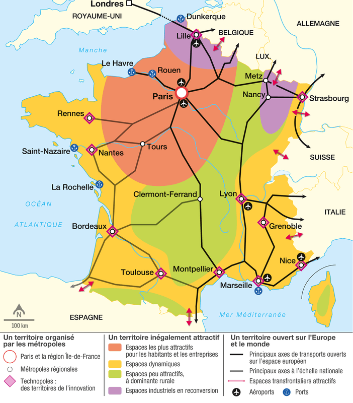 Carte sur l'organisation du territoire français