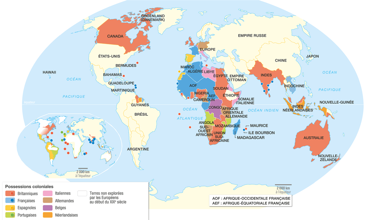 Carte des empires coloniaux européens