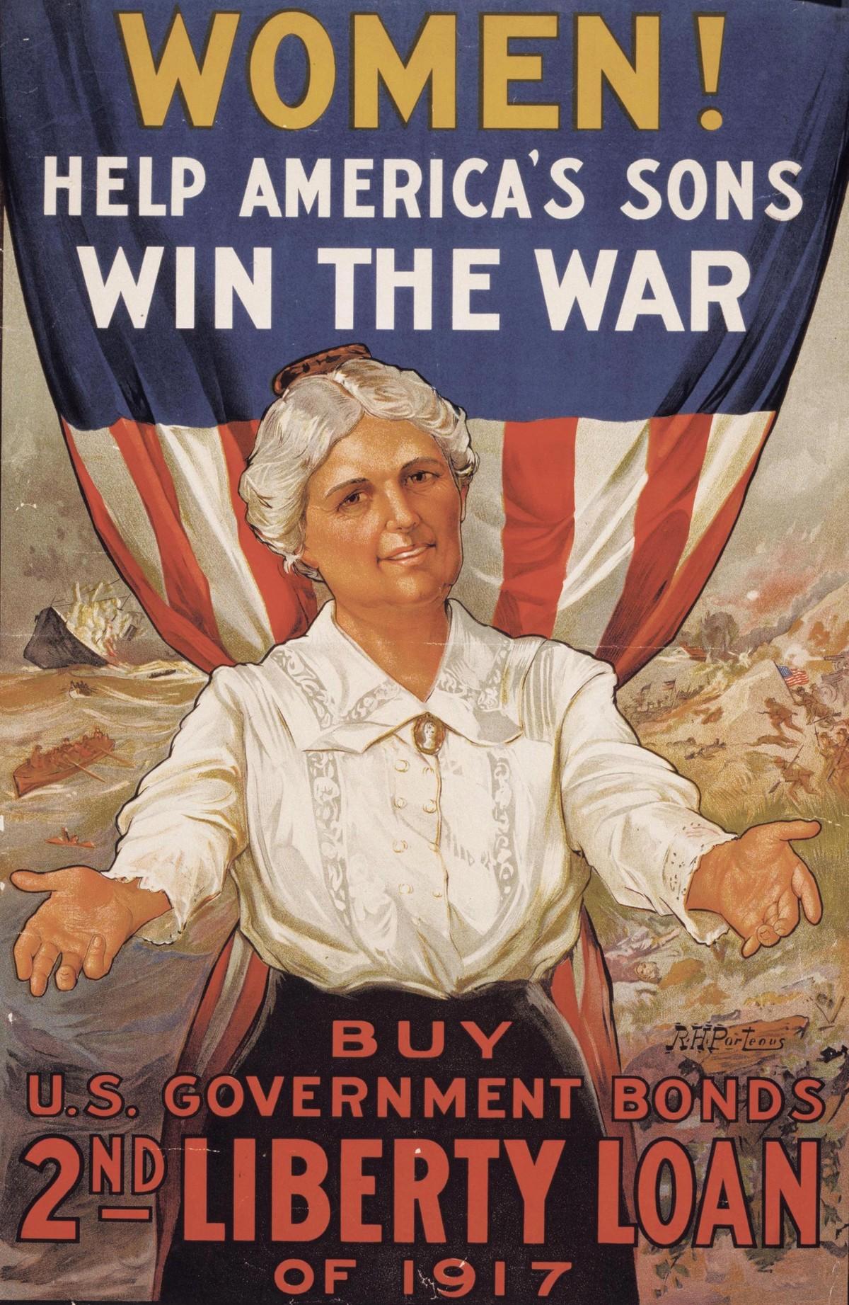 Affiche incitant au prêt d'argent (« Achetez les bons du 2 ᵉ prêt de la Liberté »), États- Unis, 1917.