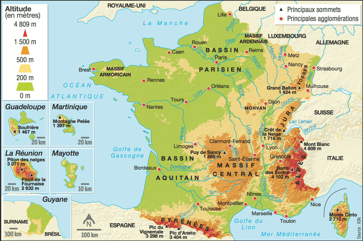 Carte De France Avec Les Villes Et Les Fleuves Chtoby Pomnili