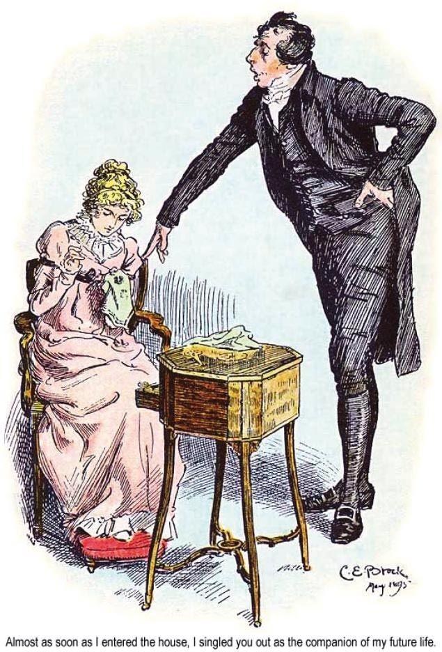 Illustration de 1895 du roman de Jane Austen, Orgueil et Préjugés, 1813.