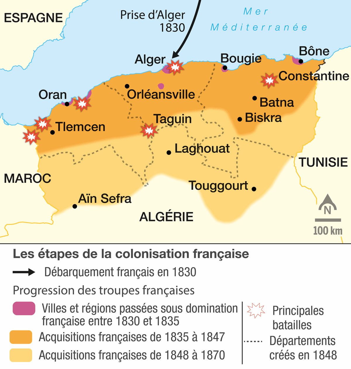 Les étapes de la conquête de l'Algérie