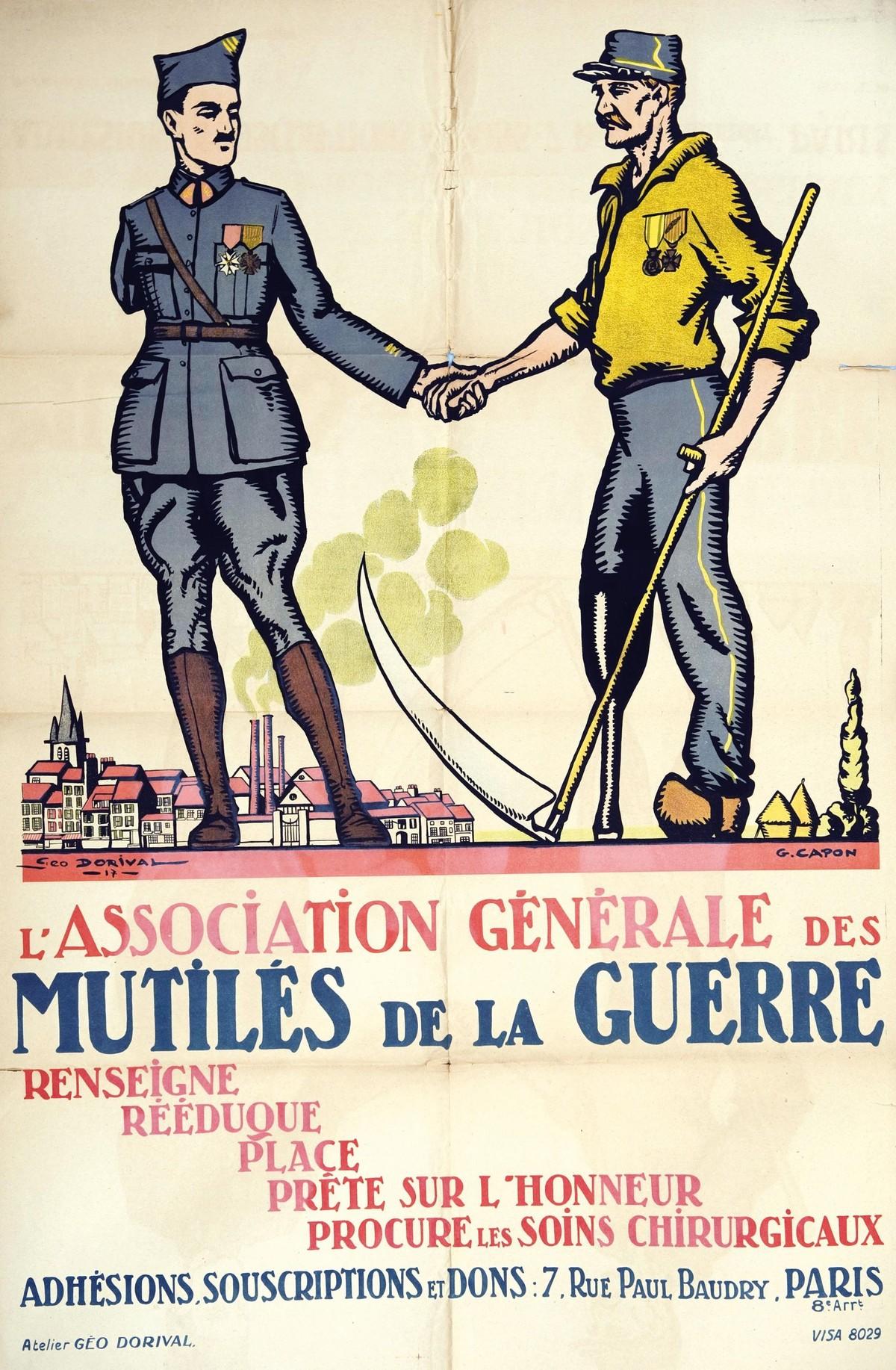 Affiche d'une association d'aide aux mutilés de guerre, 1917.