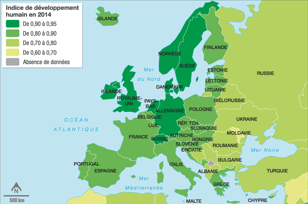 Doc. 4 : Carte sur l'IDH en Europe