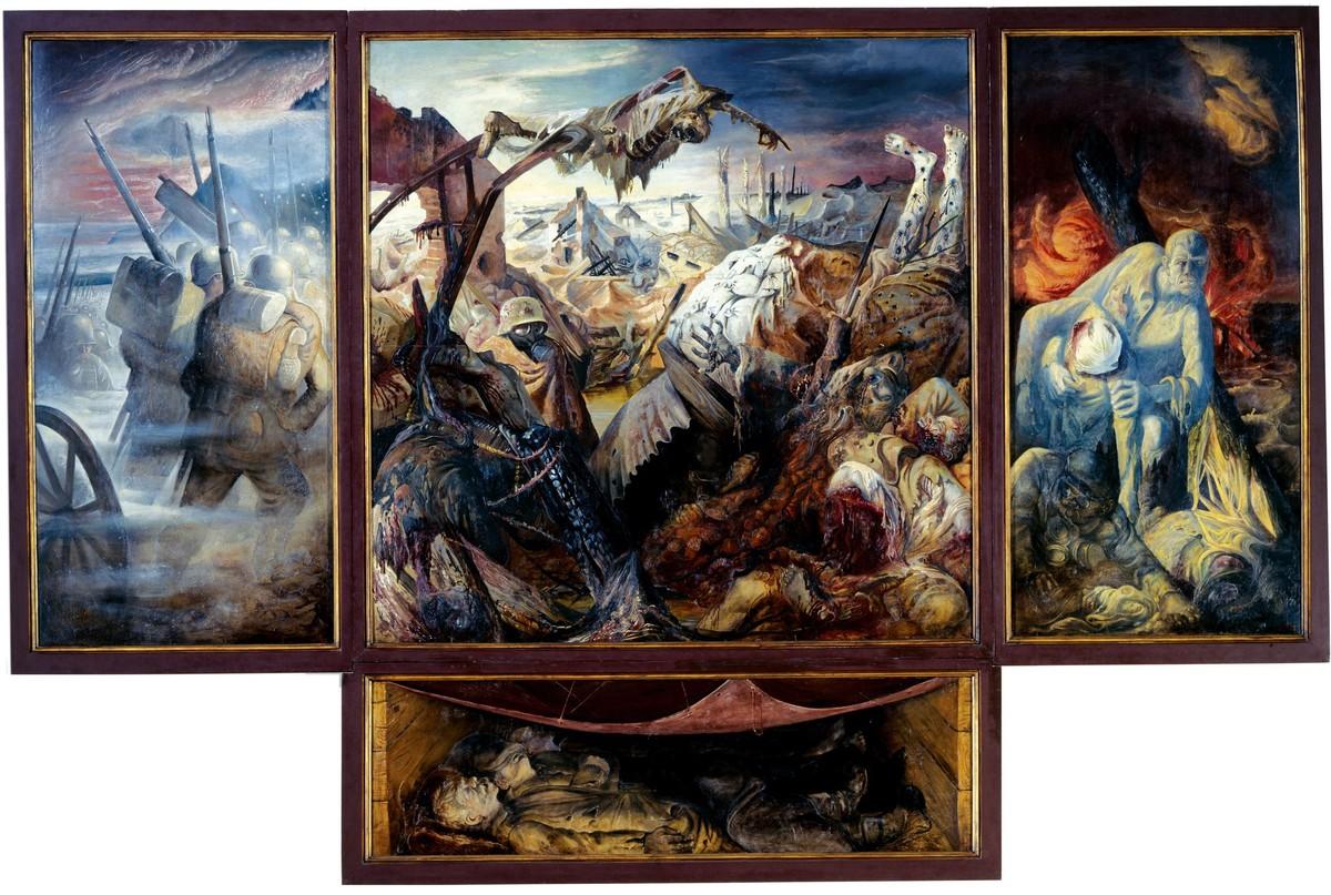Otto Dix (1891-1969), La Guerre, 1932, tempera sur panneaux de bois, 4,68 x 2,04 m (Galerie Neue Meister, Dresde).