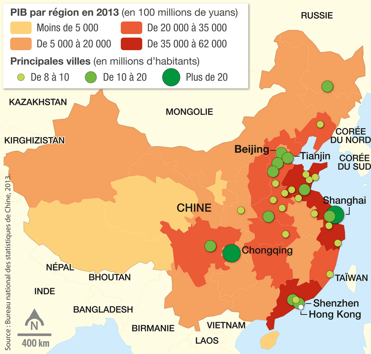 Carte sur les inégalités de développement en Chine