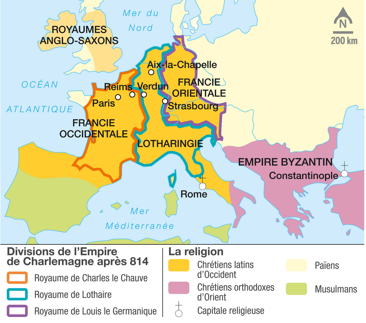 Le partage de l'Empire carolingien au traité de Verdun (843)