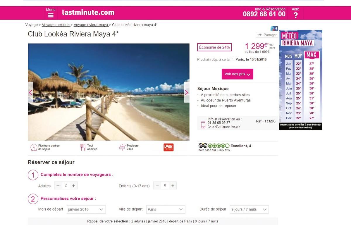 La vente de séjours « tout compris » sur un site internet