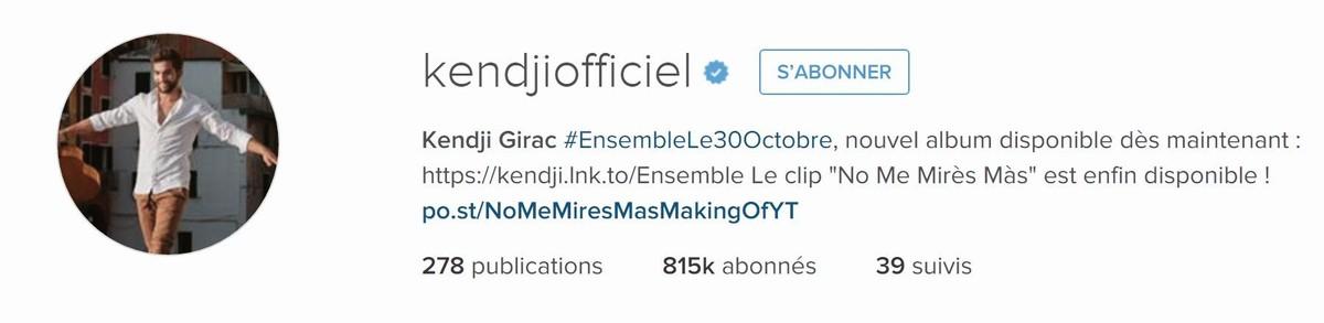 <stamp theme='his-green2'>Doc. 1</stamp> Profil Instagram Kendji Girac
