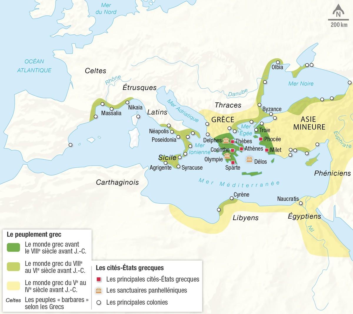 Doc. 2 La Méditerranée et le monde grec au Ier millénaire avant J.-C.