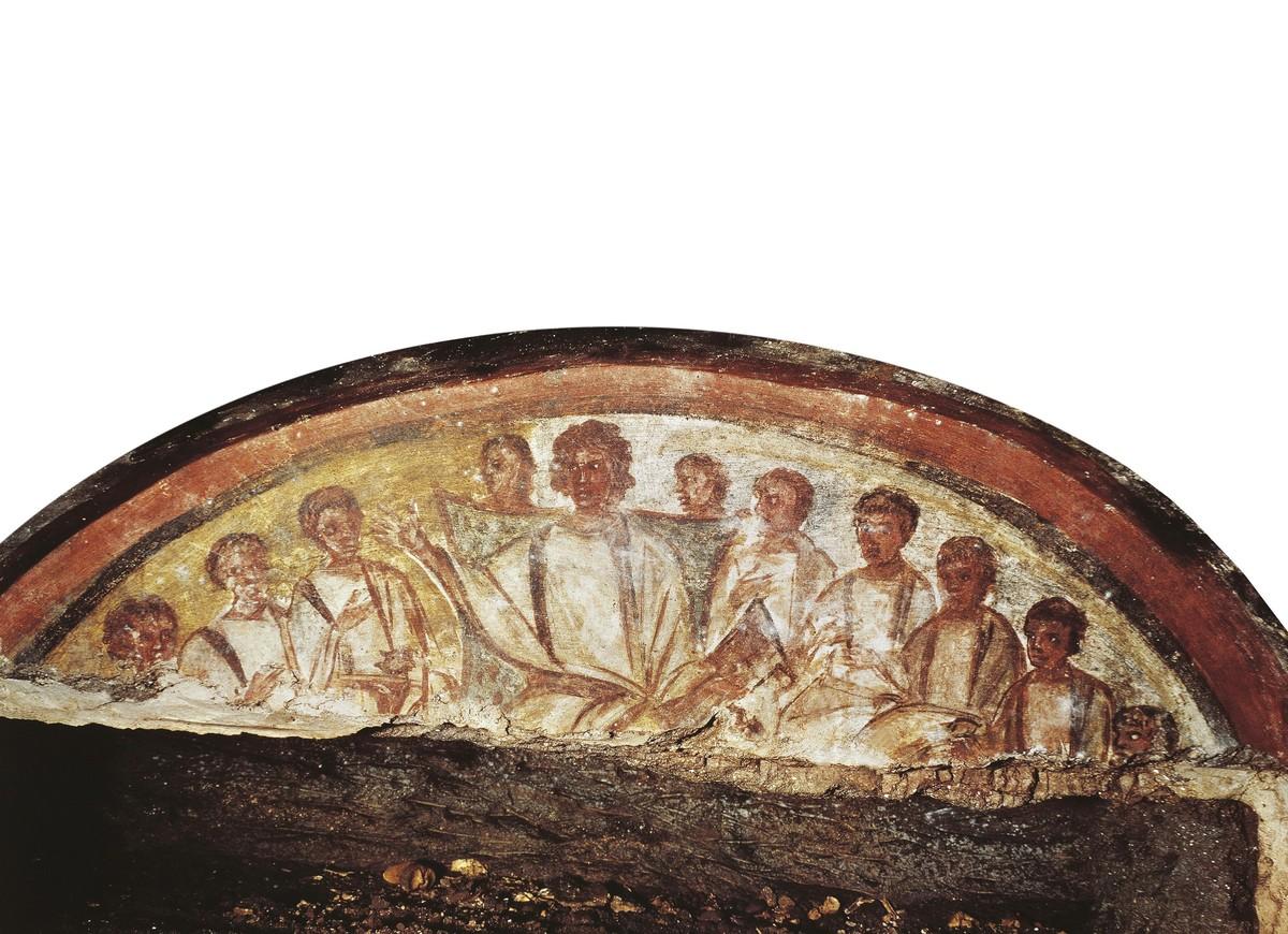 Une fresque de la catacombe de Domitille