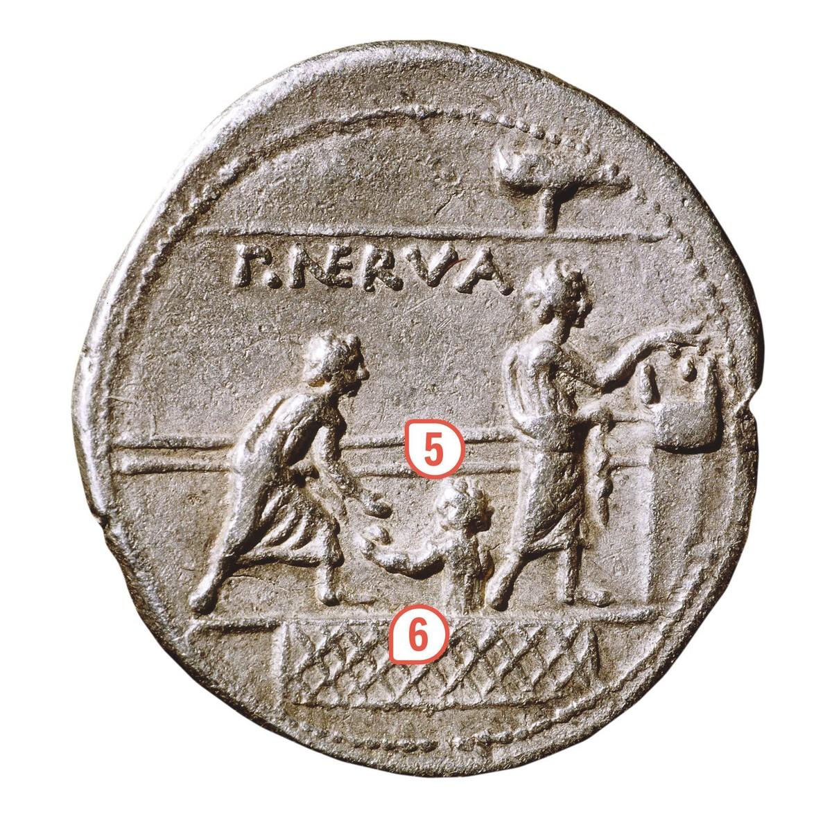 Monnaie romaine, argent, IIᵉ siècle avant J.-C. (BnF, Paris).