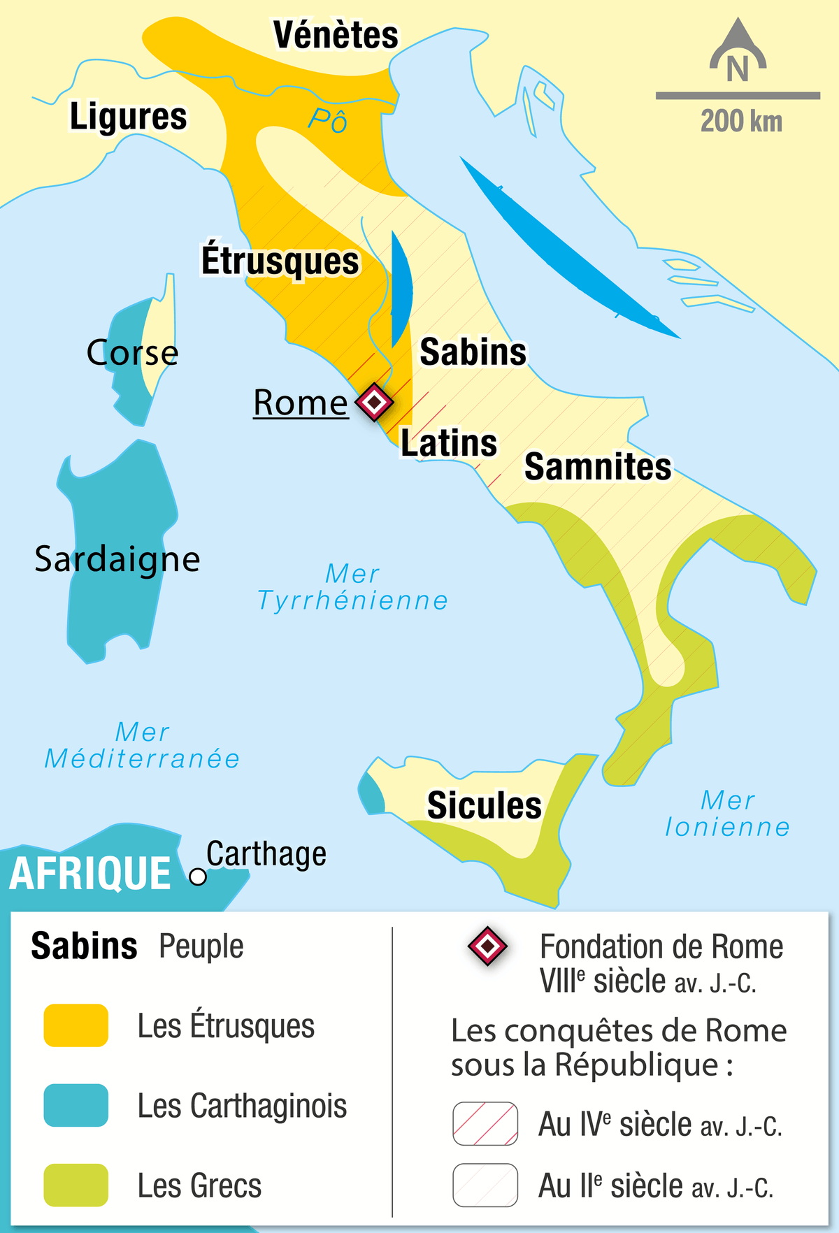 Carte de la péninsule italienne