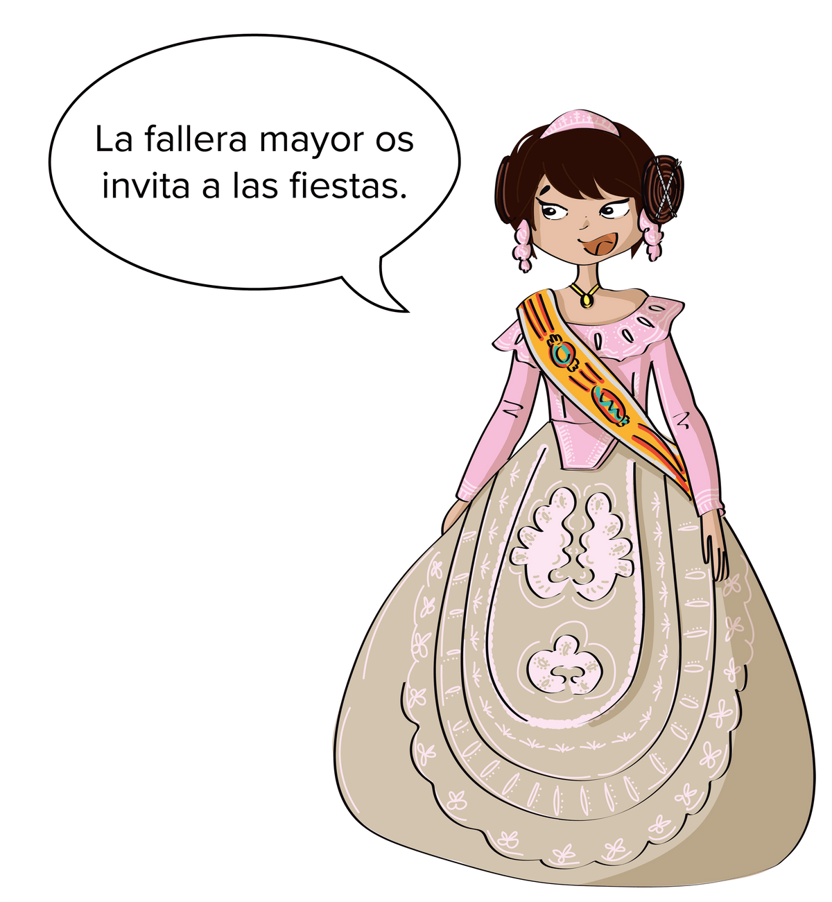 La fallera mayor os invita a las fiestas.