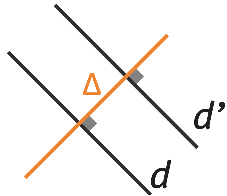 Deux droites parallèles coupées par une droite perpendiculaire