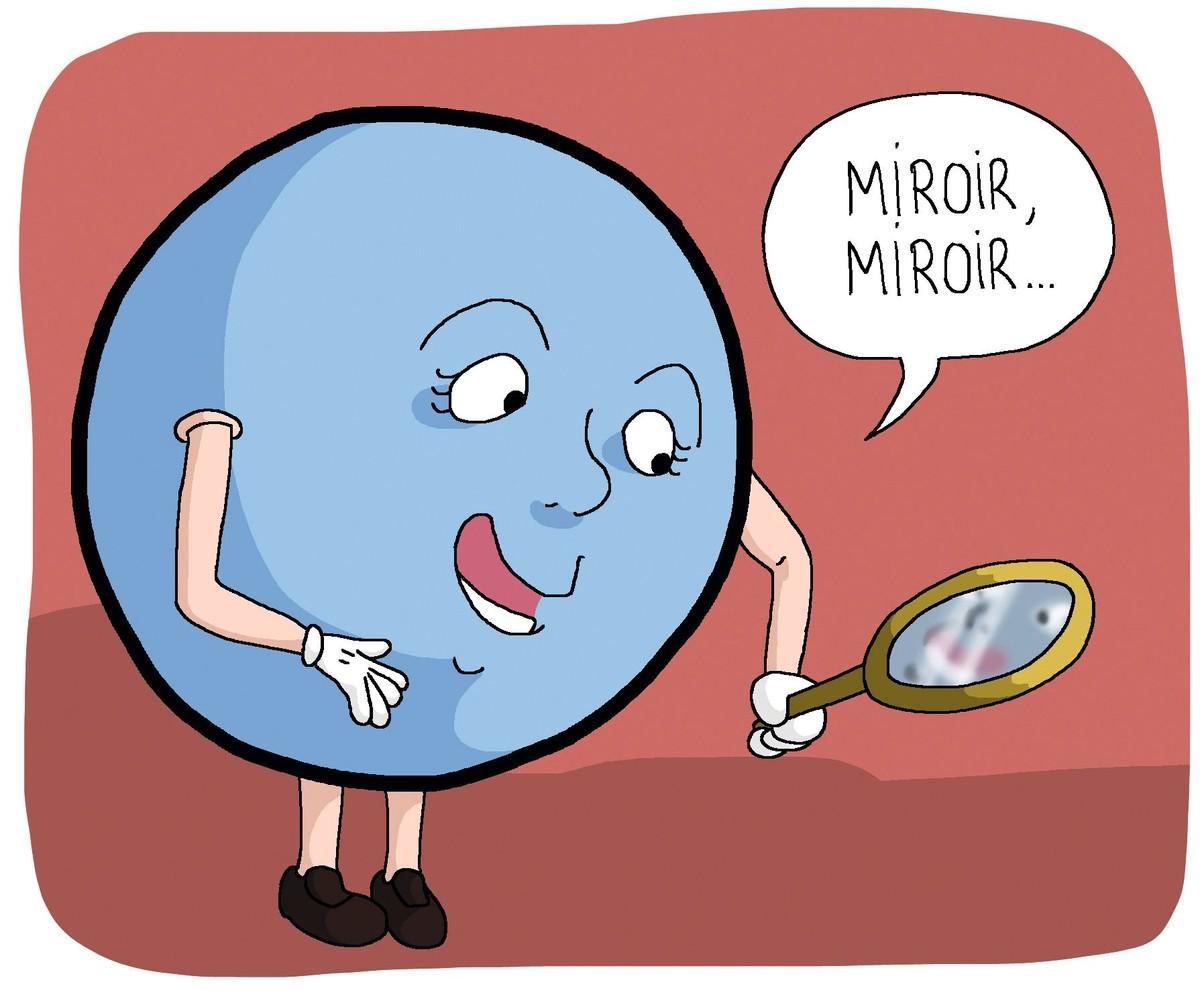 Illustration d'un cercle avec des mains qui se regarde dans un miroir en disant Miroir, miroir.