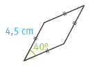 Losange de côtés 4,5 cm et d'un angle 40°