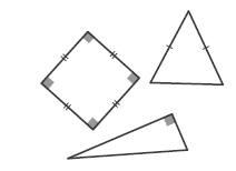 Un carré un triangle rectangle et un triangle