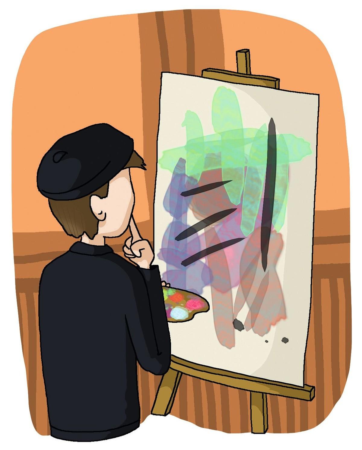 Illustration d'un peintre devant sa toile