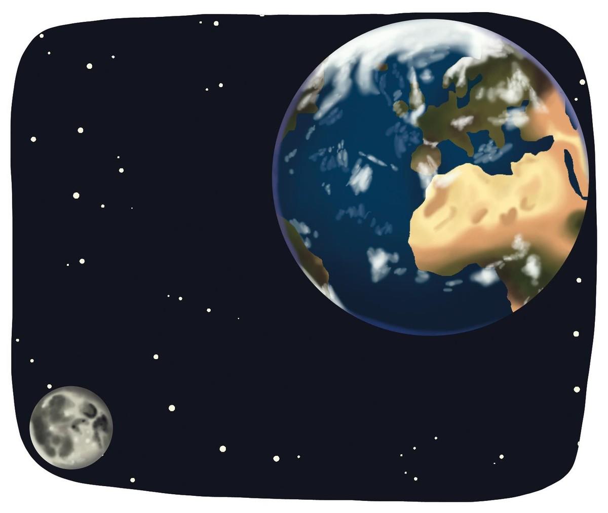 Illustration de la Terre et de la lune.