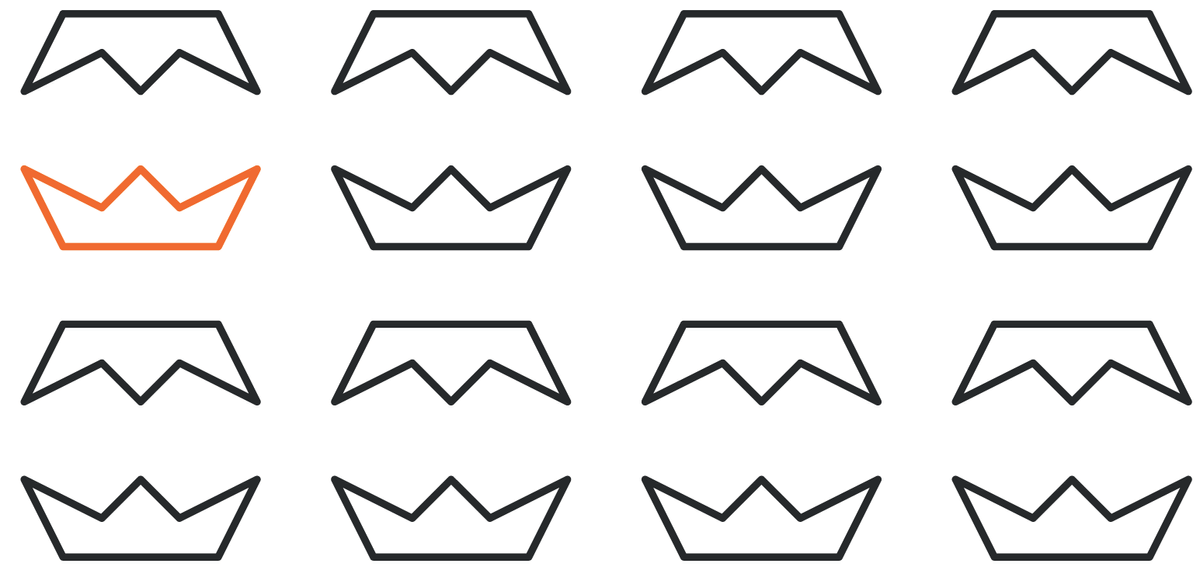 Figures resemblat à des couronnes à l'endroit et à l'envers