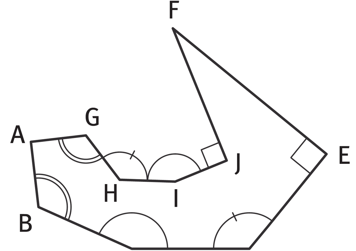 Figure géométrique avec plusieurs types d'angles.