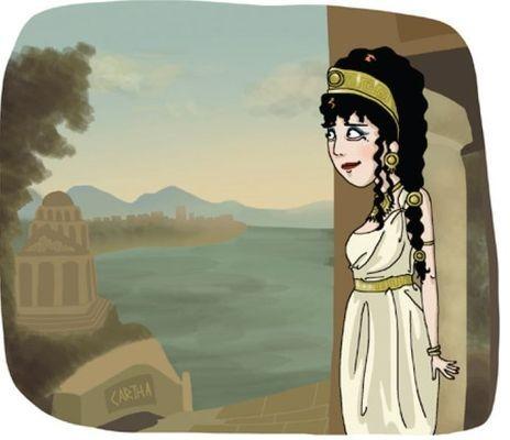 Illustration d'une reine qui regarde la vue depuis son palais