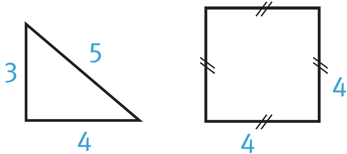 le carré fait 4 de côté, les longueurs du triangle sont: 3, 4 et 5