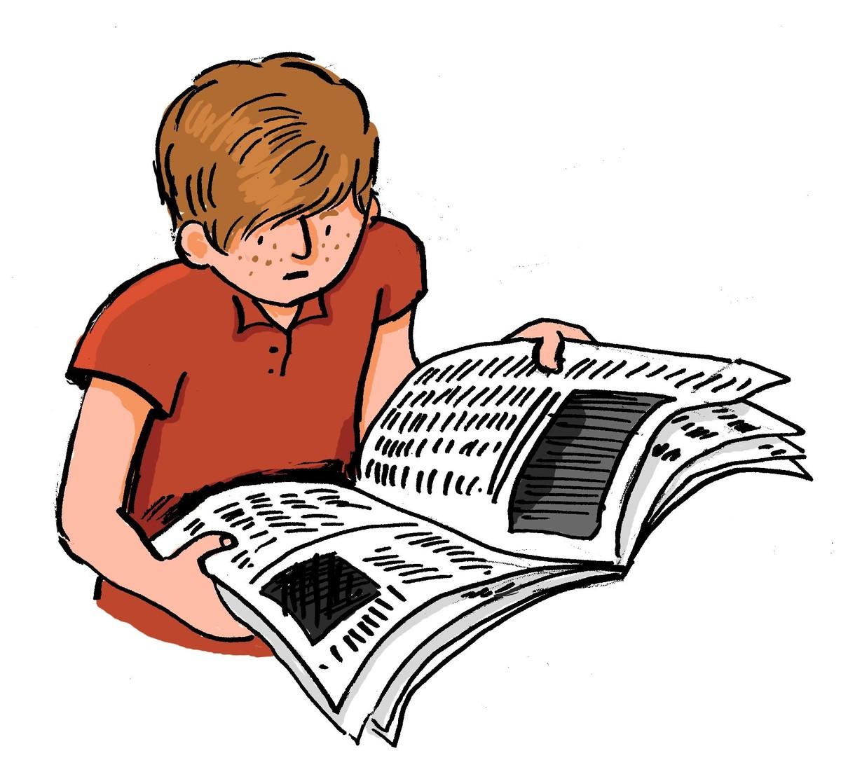 Illustration de François lisant un journal.