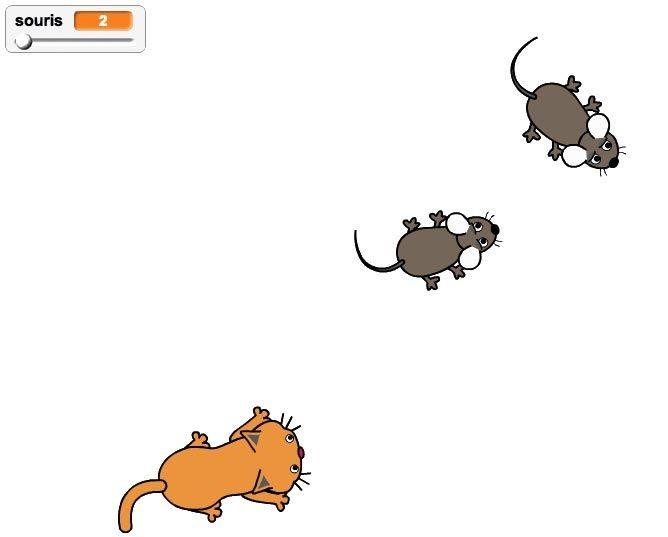 Chat qui chasse une souris