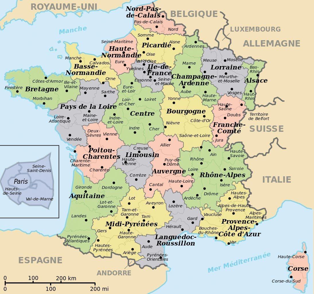 Carte routière de la france