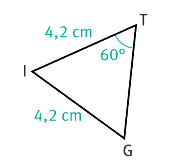 Triangle ITG d'angle GTI=60degrés avec TI=4,2cm et IG=4,2cm