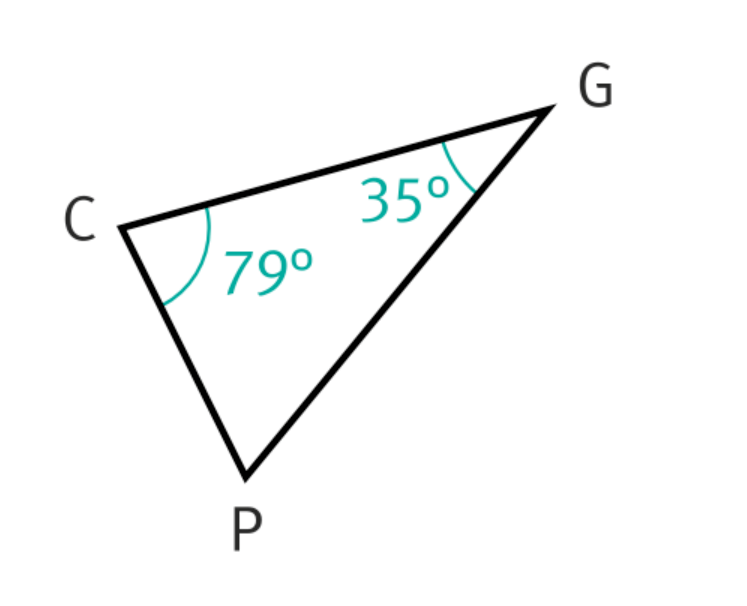 Triangle CPG d'angle PCG=79degrés et CGP=35degrés.
