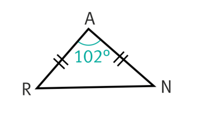 Triangle RAN d'angle RAN=102degrés et RA=AN