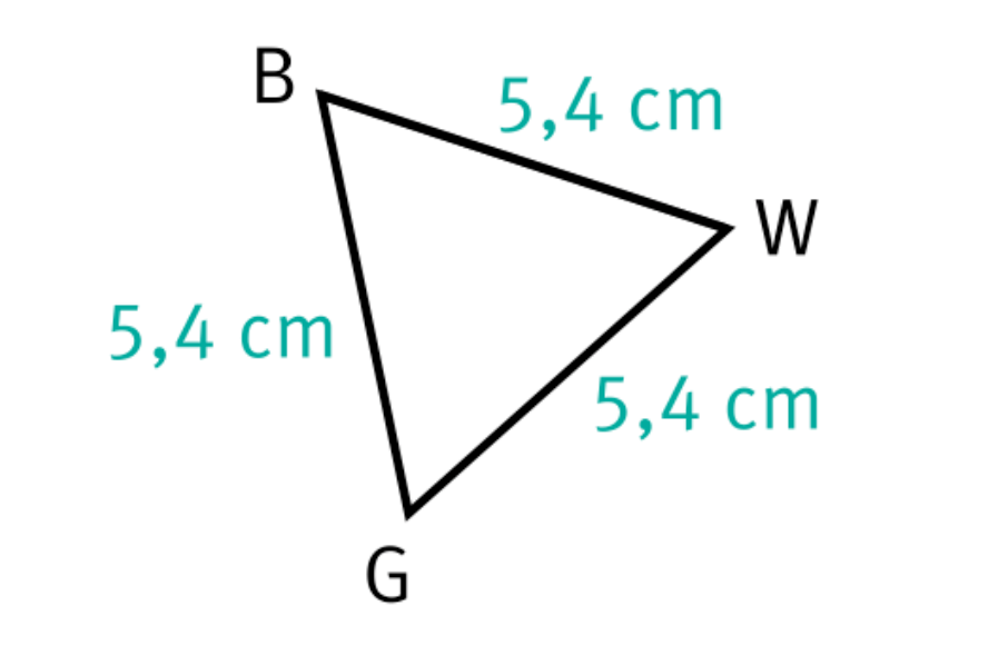 Triangle BWG avec BW=WG=BG=5,4cm