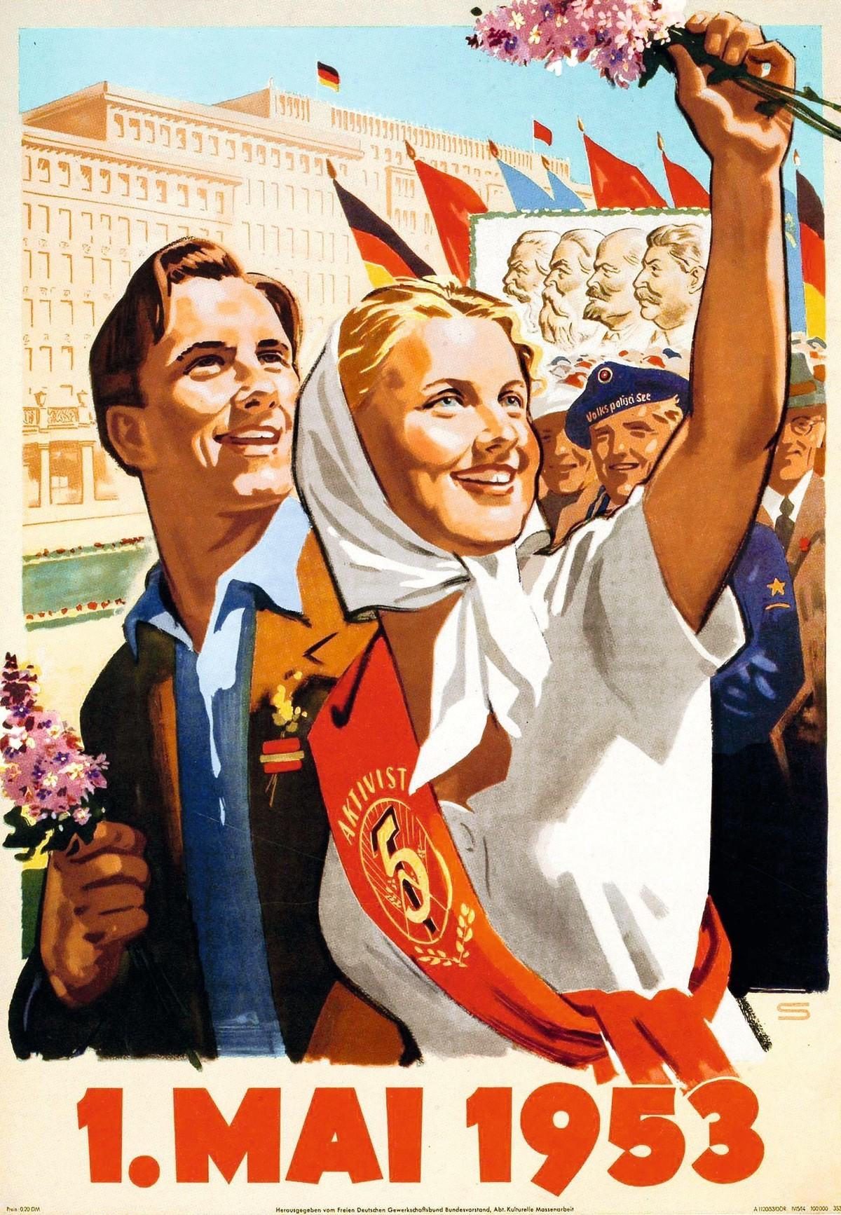 Affiche annonçant le défilé du 1er mai 1953 sur la Stalinallee, Berlin-Est, Deutsch Historisches Museum, Berlin