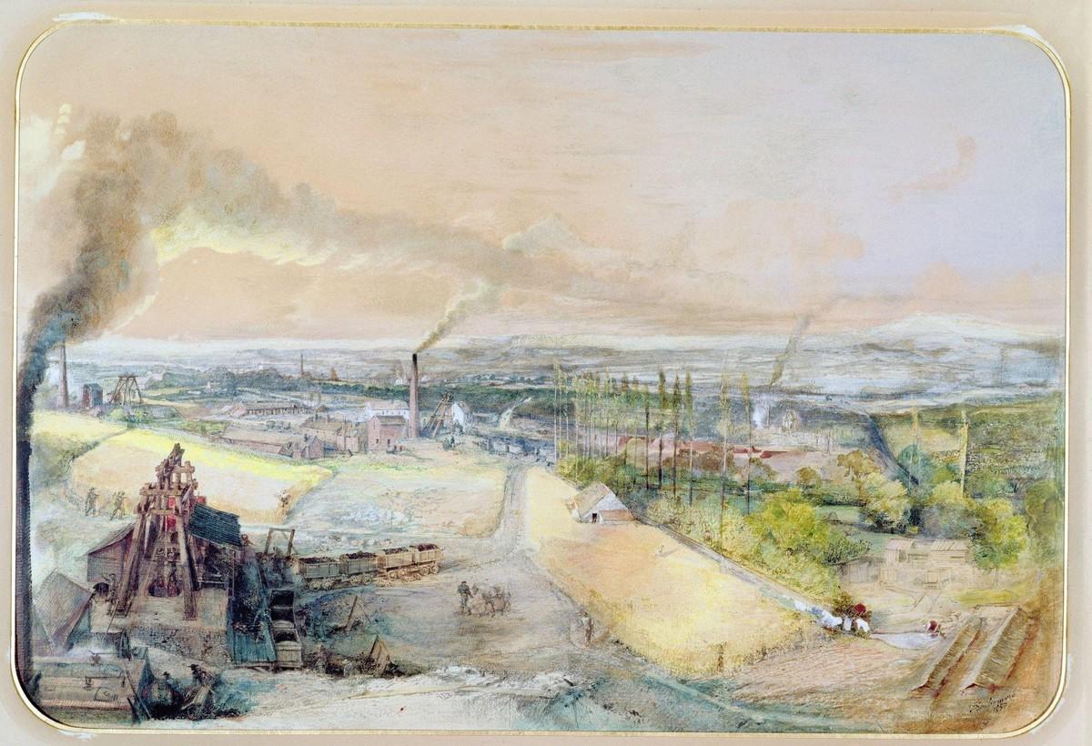 François-Ignace Bonhommé, Mines de houille de Blanzy, 1857, aquarelle sur papier, Conservatoire national des Arts et Métiers, Paris.