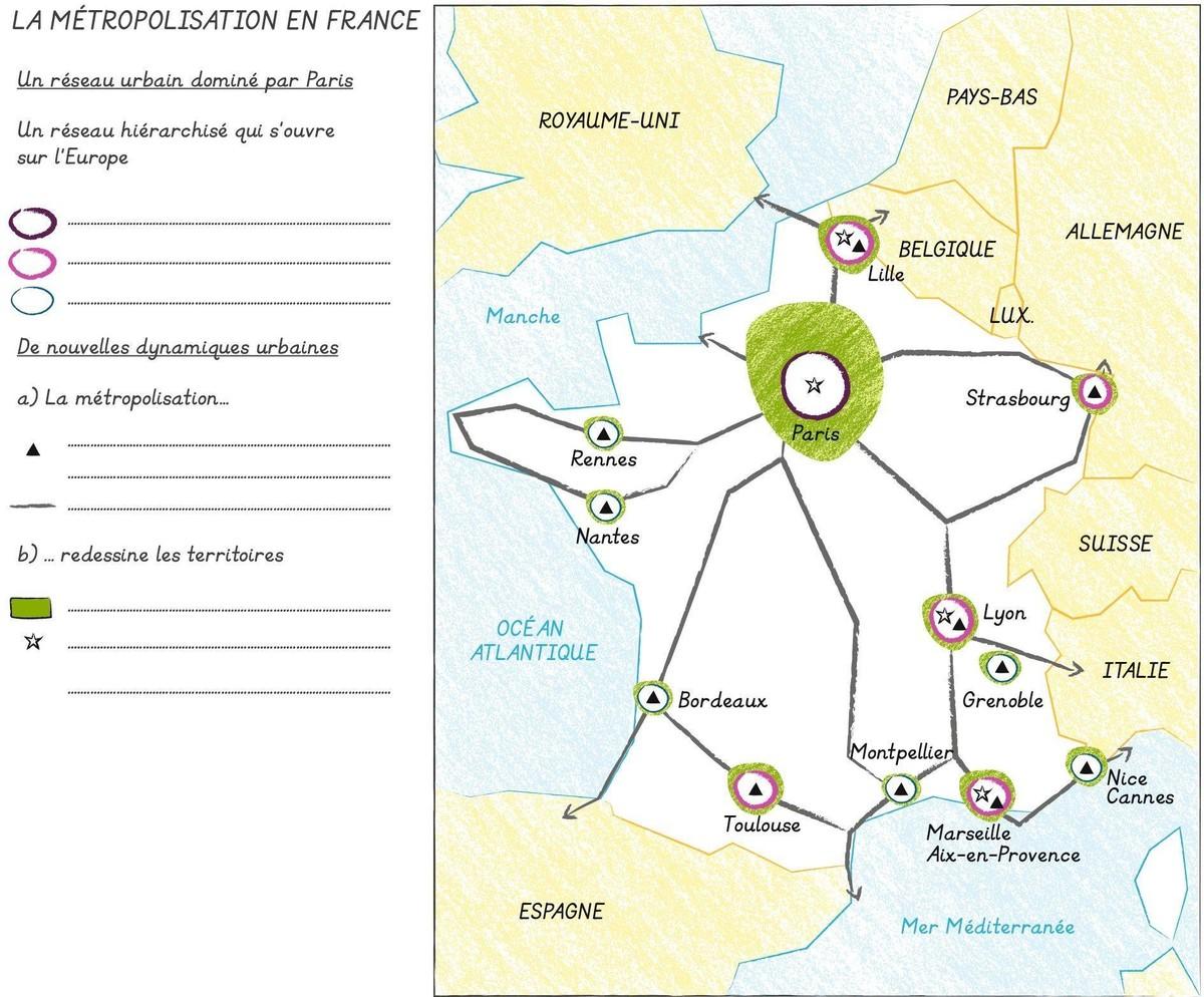 La Métropolisation De La France Croquis Corrigé Réaliser la légende d'un croquis | Lelivrescolaire.fr