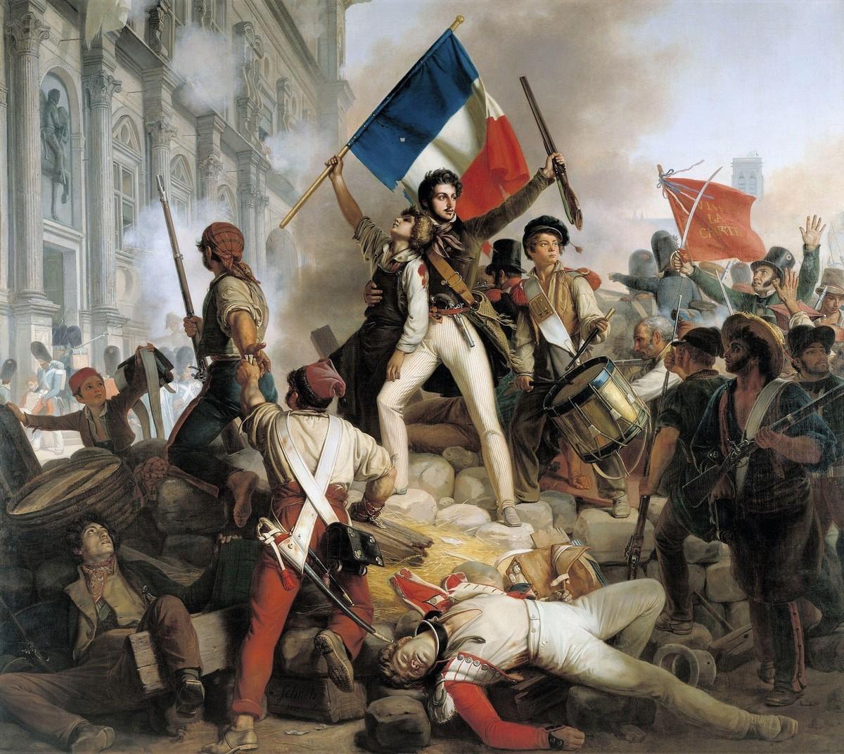 Jean-Victor Schnetz, Combats devant l'Hôtel de
Ville, 1833, huile sur toile (détail), 48 x 50 cm, musée du Petit Palais, Paris.