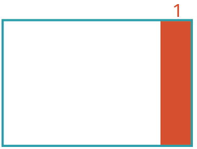 Rectangle de largeur 1 coloré en rouge à l'intérieur du rectangle précédent, en vertical