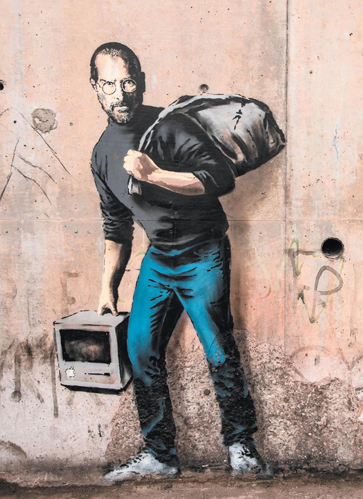 Peinture murale de Bansky représentant Steve Jobs