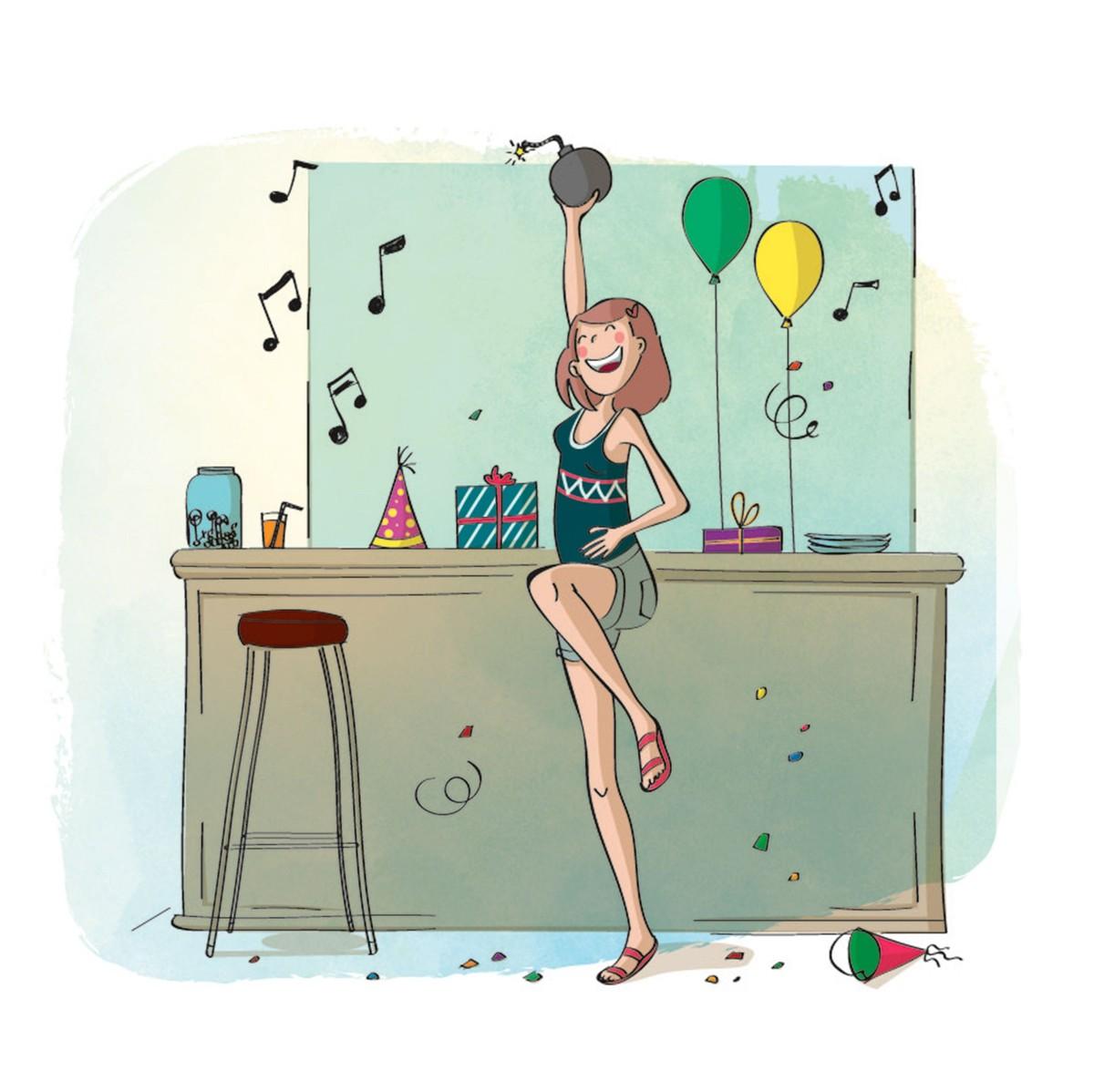 Illustration d'une fête et une jeune fille