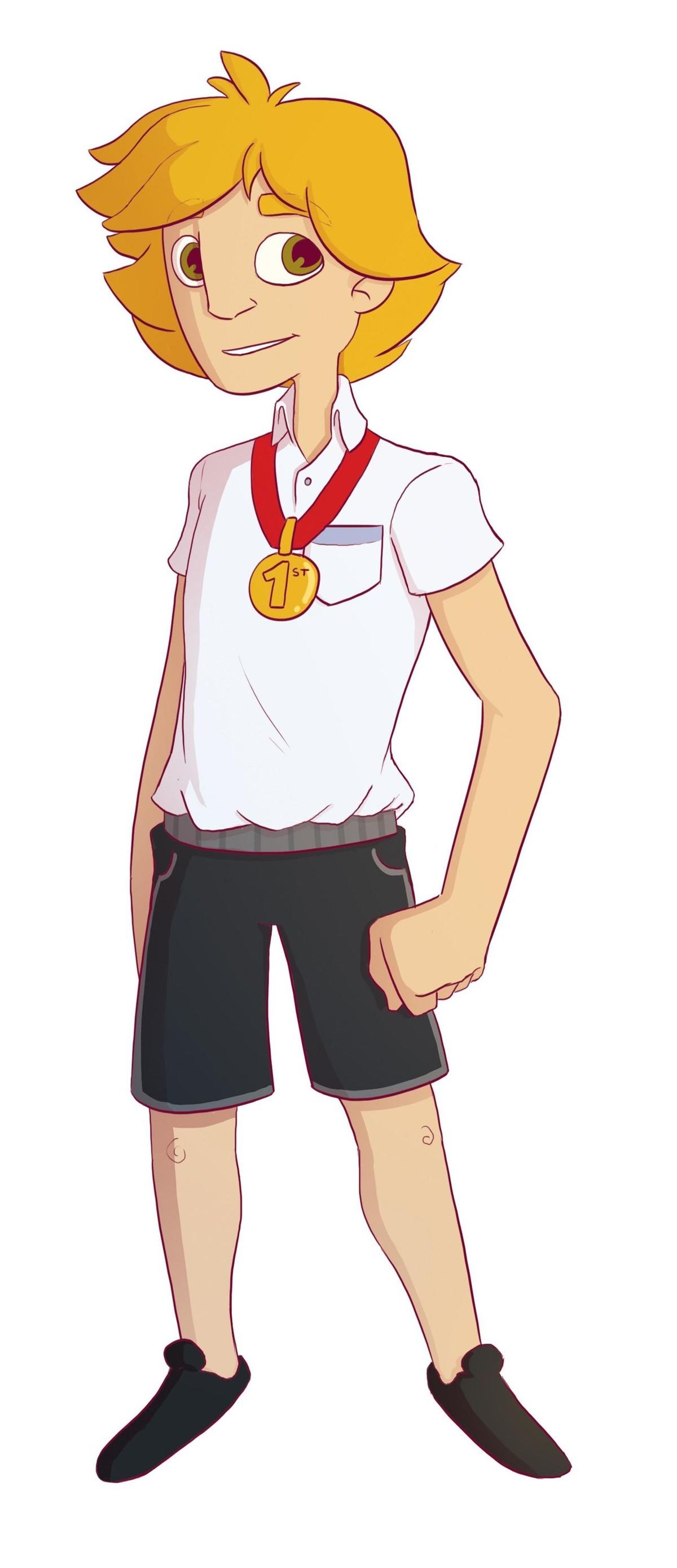 Garçon avec une médaille d'or