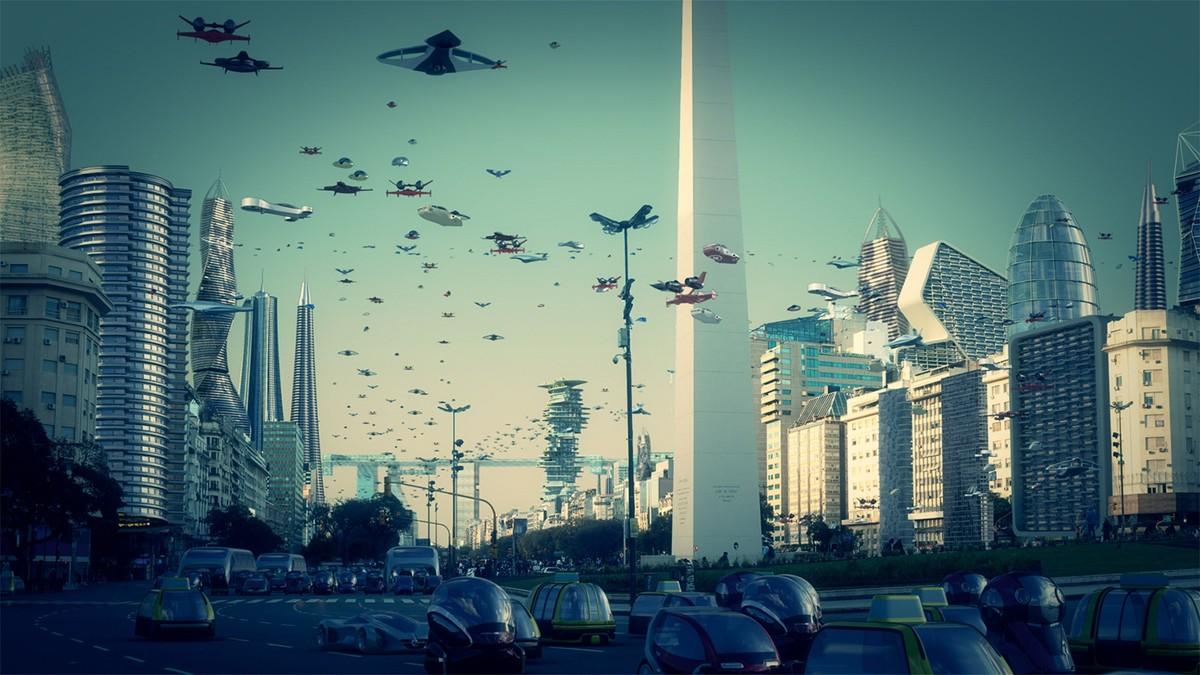 Image qui représente une ville dans le futur