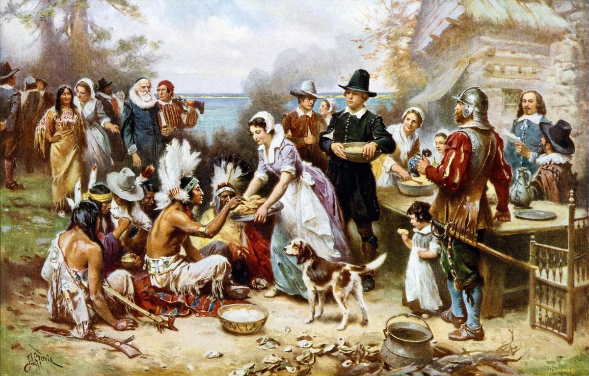 The First Thanksgiving, peinture de Jean Leon Gerome Feris.