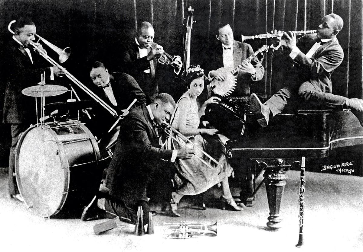 Photographie en noir et blanc de King Oliver's Creole Jazz Band